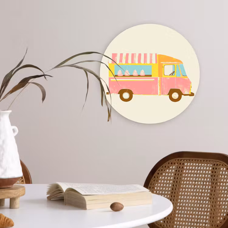 Wandcirkel - Glas - Ijskar - Retro - Softijsjes - Roze — 4