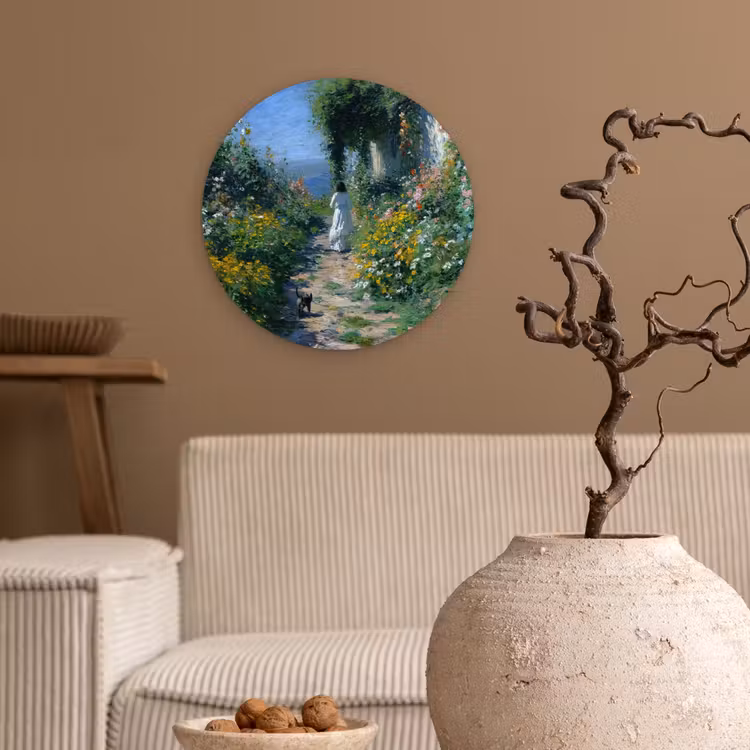 Wandcirkel - Glas - Kat - Vrouw - Bloemen - Huis — 2