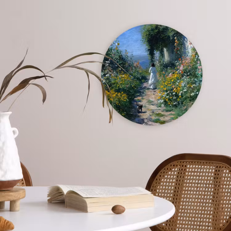 Wandcirkel - Glas - Kat - Vrouw - Bloemen - Huis — 4