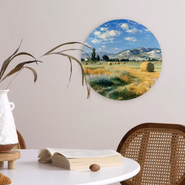 Wandcirkel - Glas - Landschap - Strobalen - Bergen - Wolken — 4