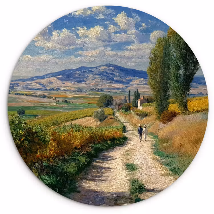 Wandcirkel - Glas - Mensen - Wandelen - Zandpad - Velden — 1