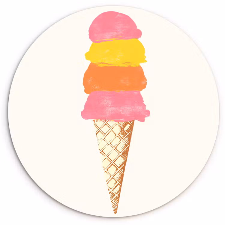 Wandcirkel - Glas - Schepijs - Hoorntje - Illustratie - Minimalistisch — 1