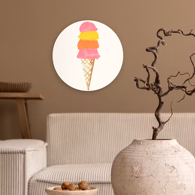 Wandcirkel - Glas - Schepijs - Hoorntje - Illustratie - Minimalistisch — 2