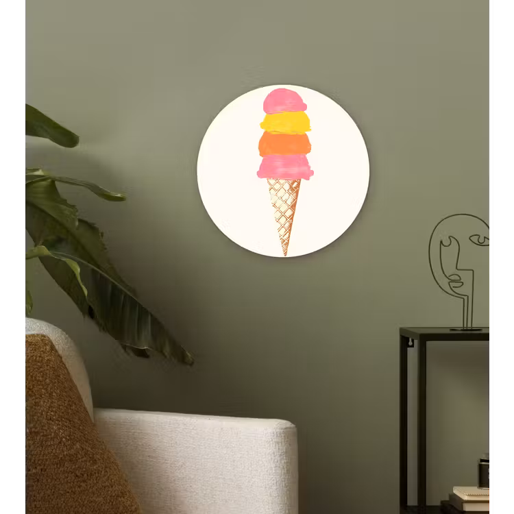 Wandcirkel - Glas - Schepijs - Hoorntje - Illustratie - Minimalistisch — 3