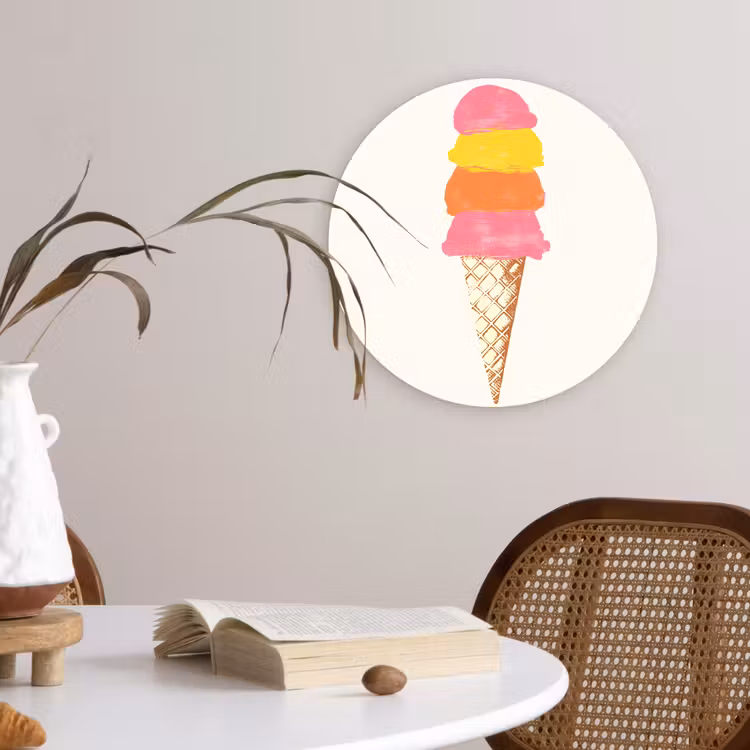Wandcirkel - Glas - Schepijs - Hoorntje - Illustratie - Minimalistisch — 4
