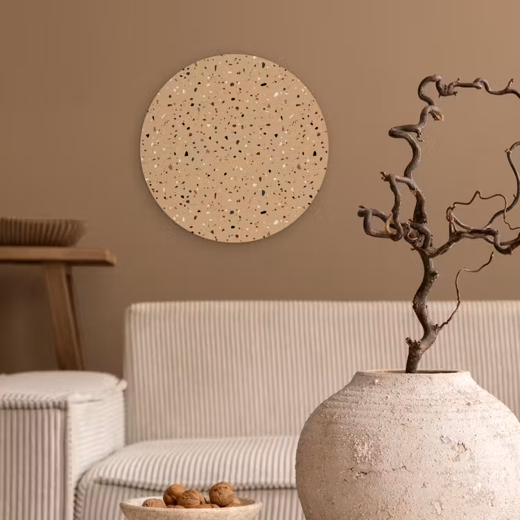 Wandcirkel - Glas - Terrazzo - Patroon - Beige — 2