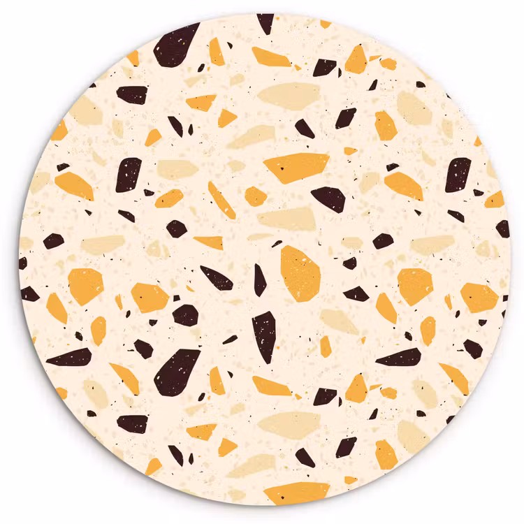 Wandcirkel - Glas - Terrazzo - Patroon - Geel - — 1