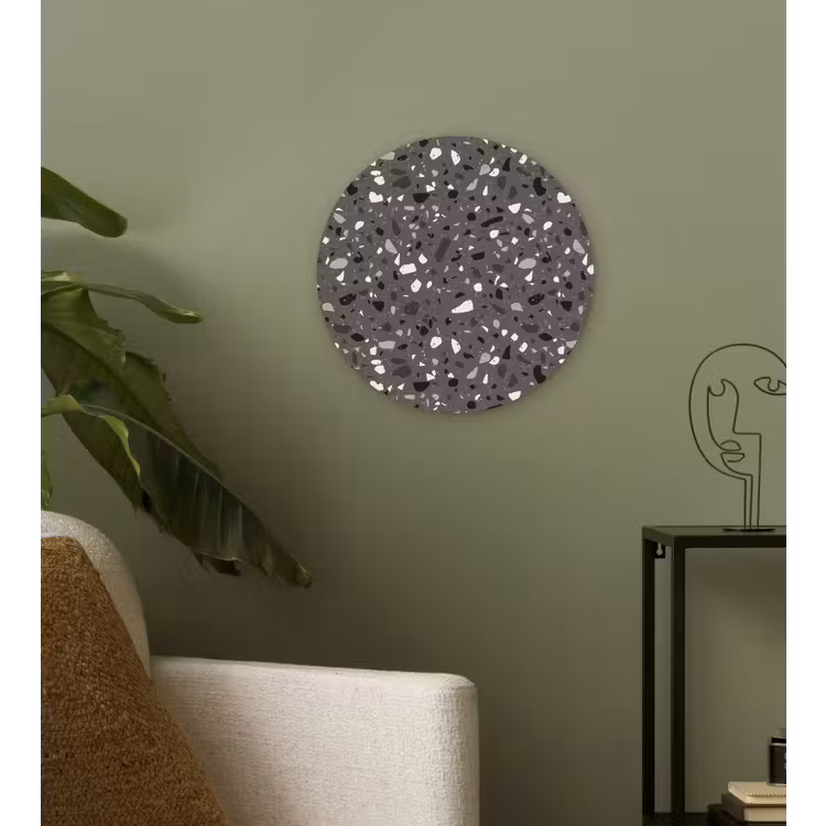 Wandcirkel - Glas - Terrazzo - Patroon - Grijs — 3
