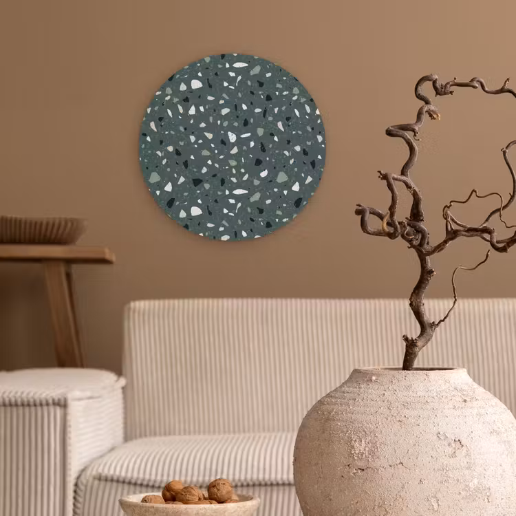 Wandcirkel - Glas - Terrazzo - Patroon - Kleurrijk - Groen — 2