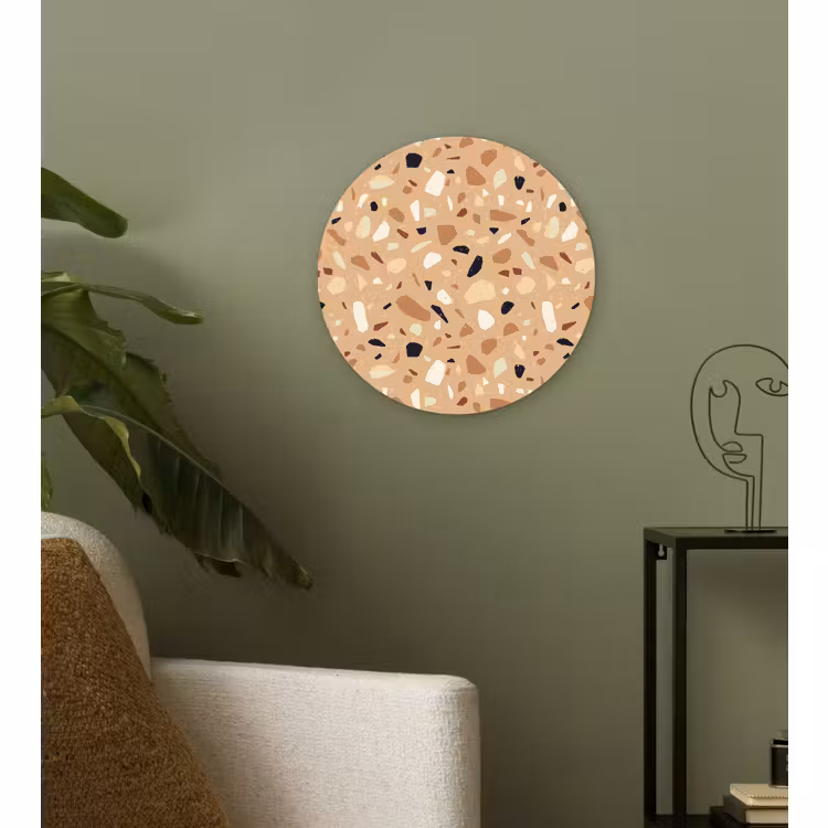 Wandcirkel - Glas - Terrazzo - Patroon - Kleurrijk - Oranje — 3