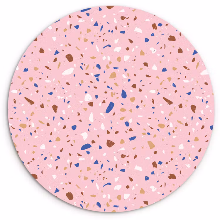 Wandcirkel - Glas - Terrazzo - Patroon - Kleurrijk - Roze — 1