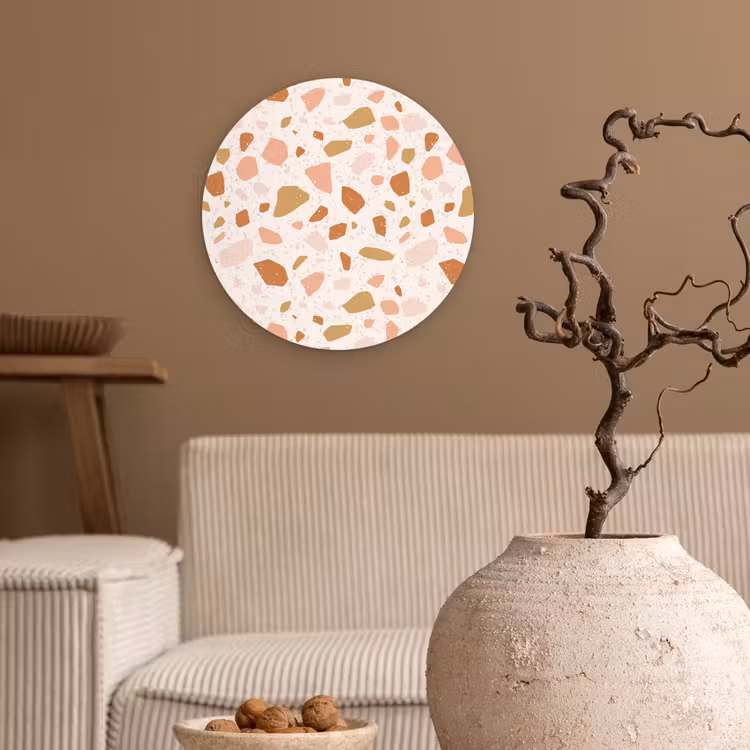 Wandcirkel - Glas - Terrazzo - Patroon - Kleurrijk - Zalm — 2