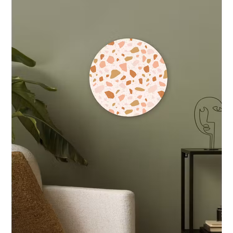 Wandcirkel - Glas - Terrazzo - Patroon - Kleurrijk - Zalm — 3