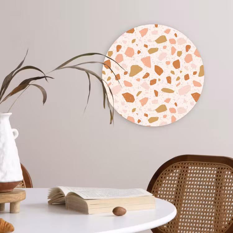 Wandcirkel - Glas - Terrazzo - Patroon - Kleurrijk - Zalm — 4