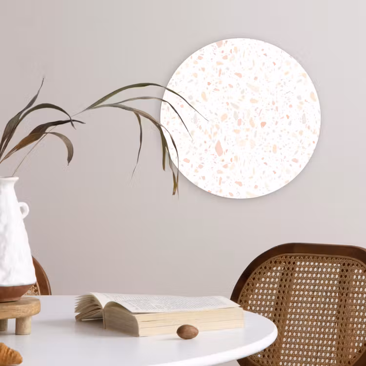 Wandcirkel - Glas - Terrazzo - Patroon - Wit - Perzik — 4