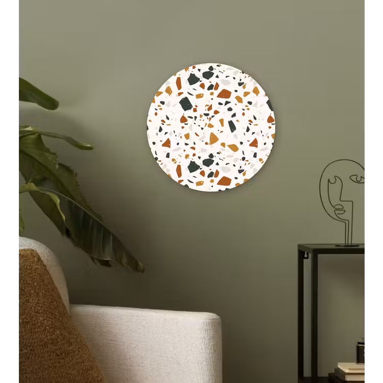 Wandcirkel - Glas - Terrazzo - Patroon - Wit - Terra — 3