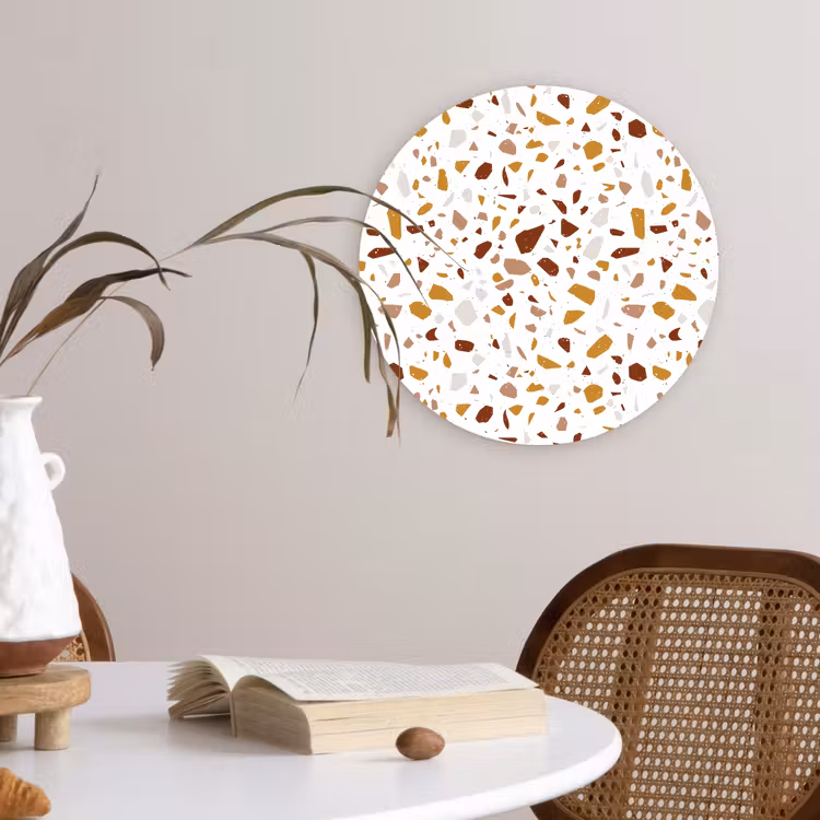Wandcirkel - Glas - Terrazzo - Patroon - Wit - Urban — 4
