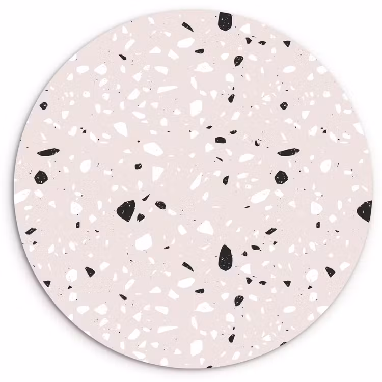 Wandcirkel - Glas - Terrazzo - Patroon - Zacht - Zwart - Wit — 1