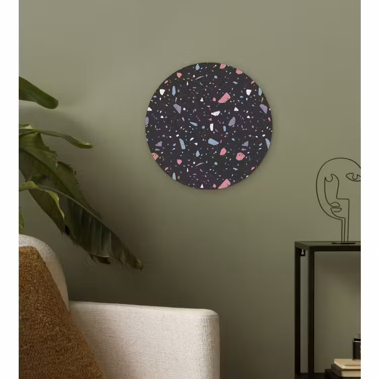 Wandcirkel - Glas - Terrazzo - Patroon - Zwart - Zacht — 3