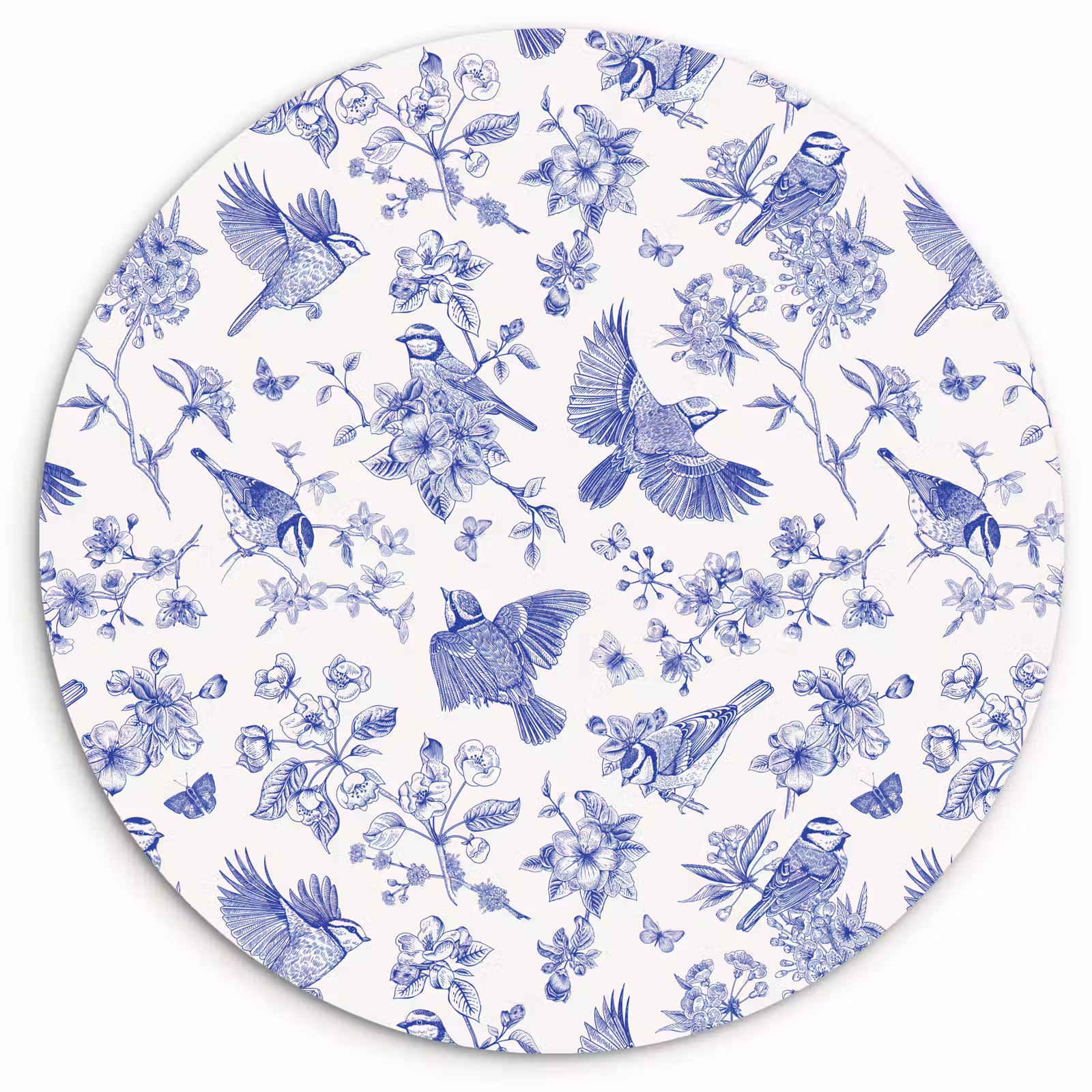 Wandcirkel - Glas - Birds - Flowers - Blue — 1
