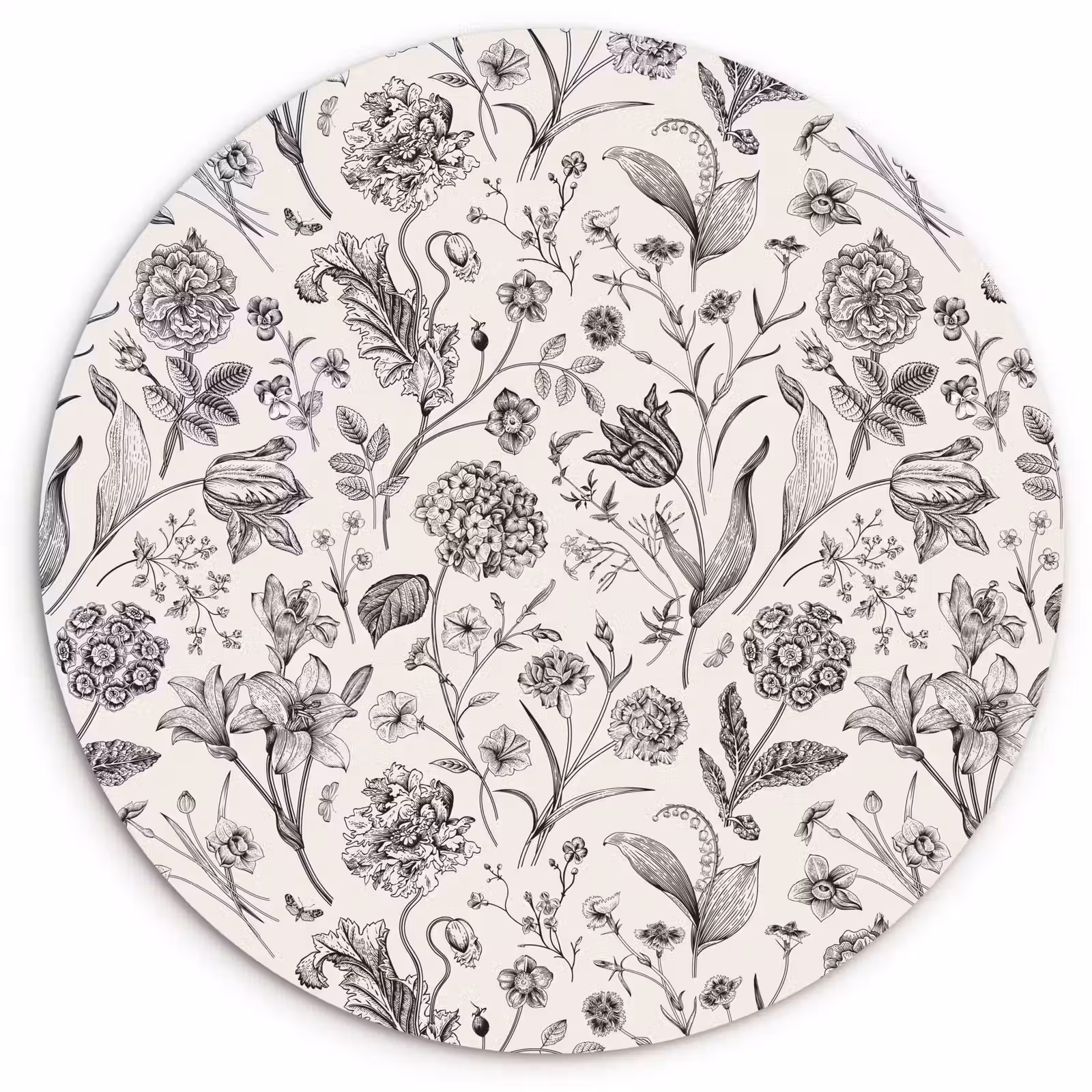 Wandcirkel - Glas - Classic - Black - White - Floral — 1