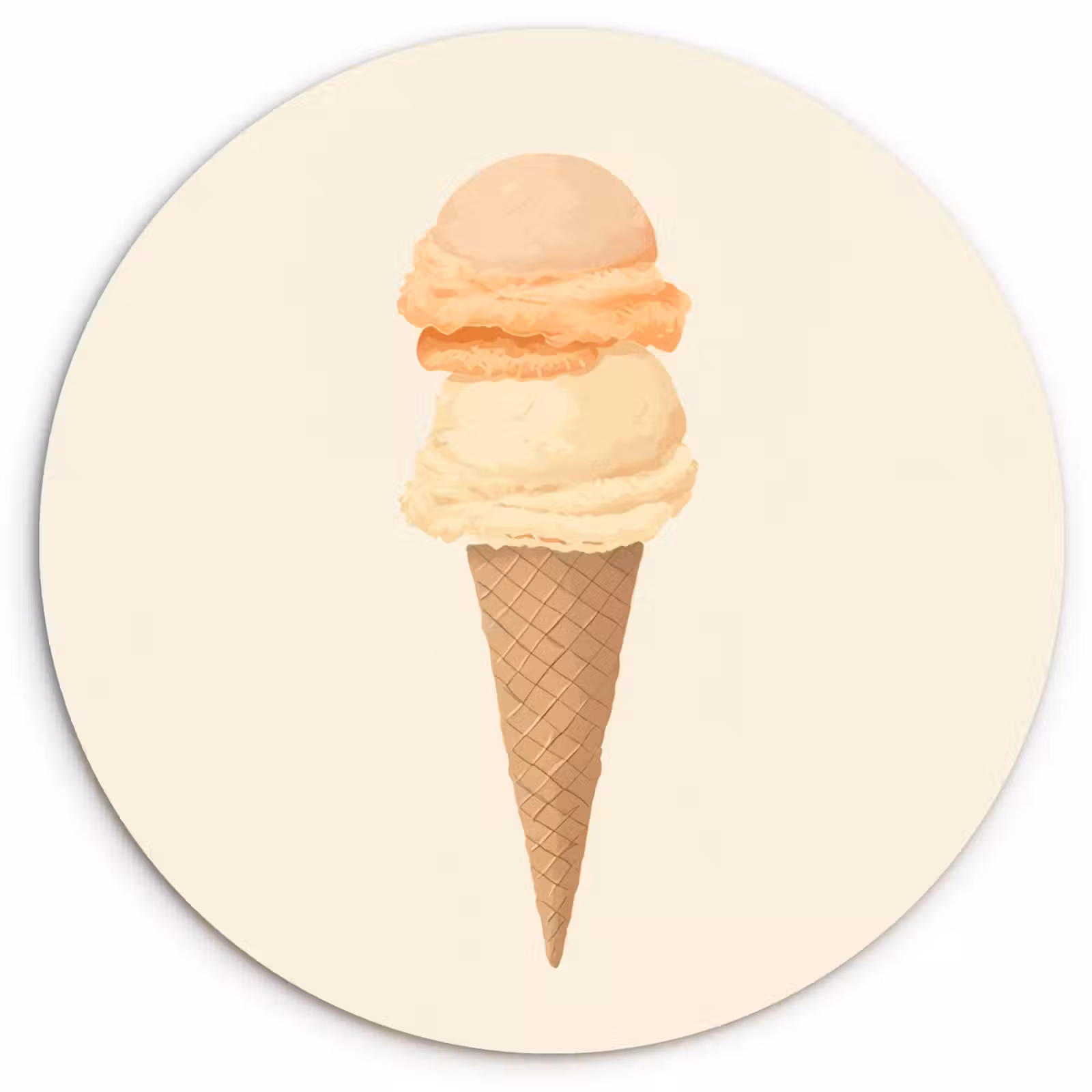 Wandcirkel - Glas - Minimalistisch - Schepijs - Hoorntje - Beige — 1
