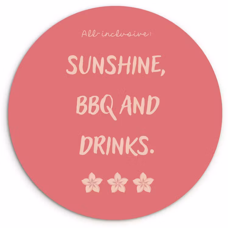 Wandcirkel - Glas - BBQ - Quote - Roze - Zomer — 1