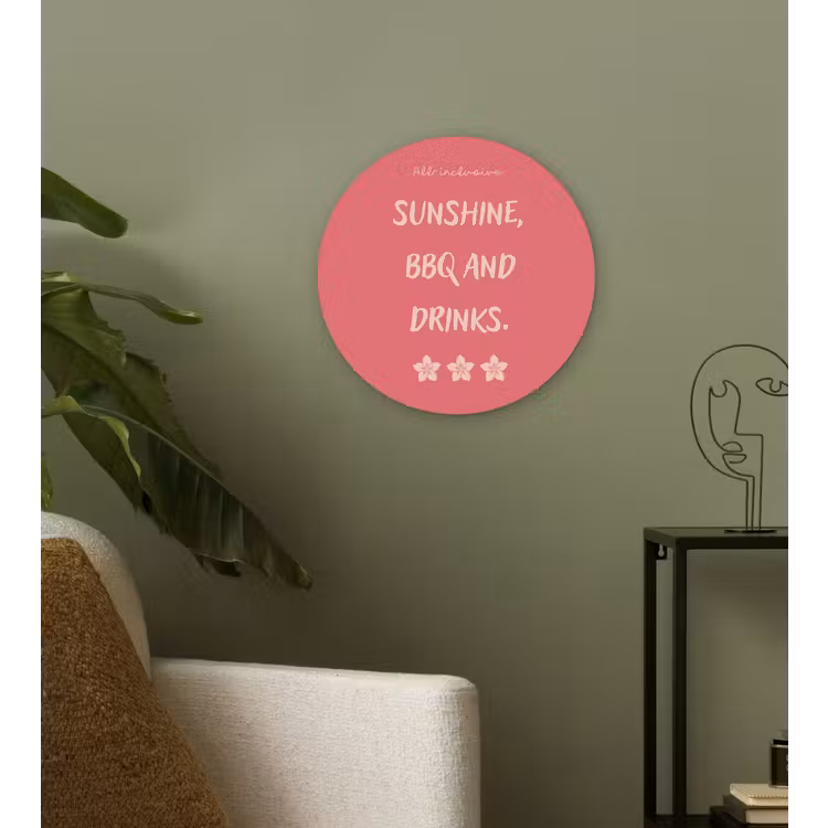 Wandcirkel - Glas - BBQ - Quote - Roze - Zomer — 3