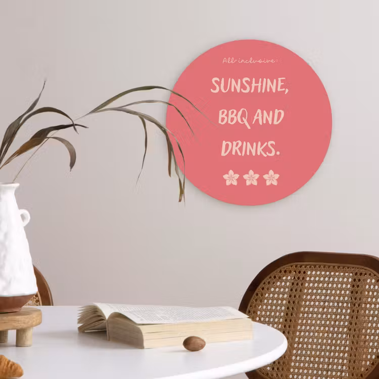 Wandcirkel - Glas - BBQ - Quote - Roze - Zomer — 4