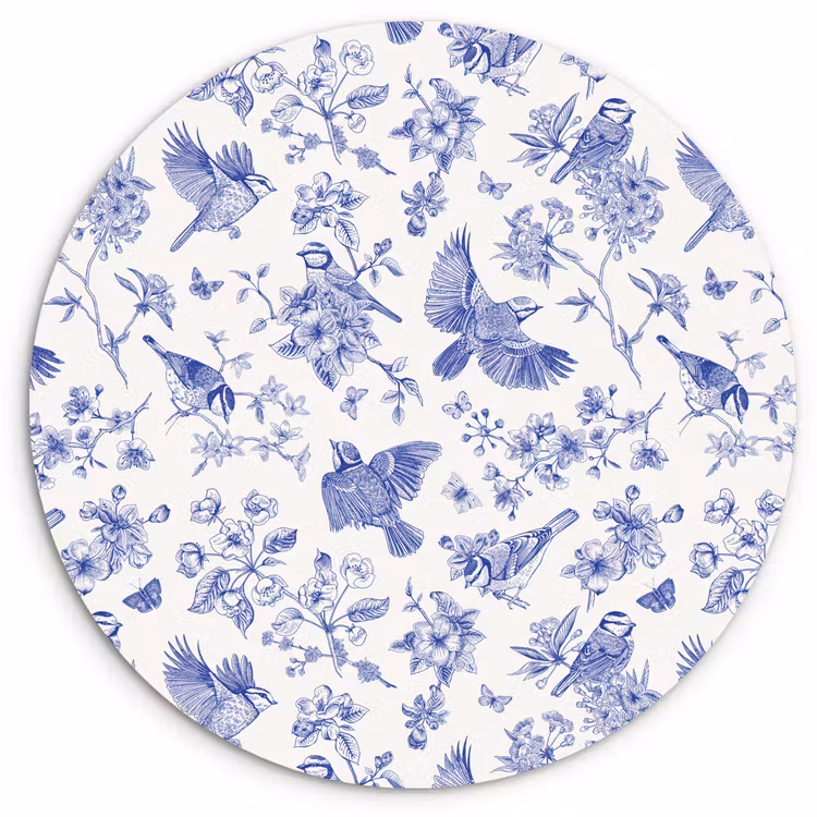 Wandcirkel - Glas - Birds - Flowers - Blue — 1