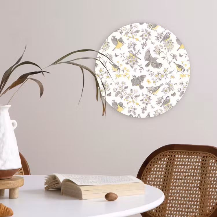 Wandcirkel - Glas - Birds - Flowers - Gray - Yellow — 4