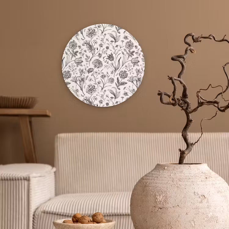 Wandcirkel - Glas - Classic - Black - White - Floral — 2