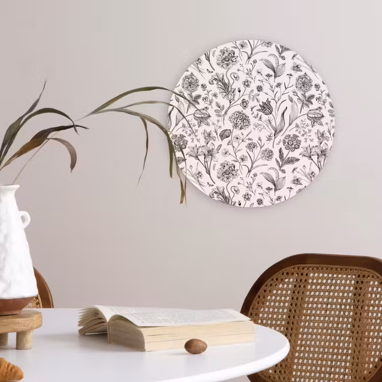 Wandcirkel - Glas - Classic - Black - White - Floral — 4