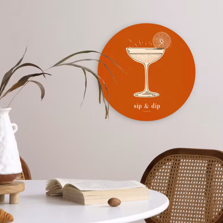 Wandcirkel - Glas - Cocktail - Oranje - Zomer - Quote — 4