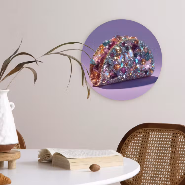 Wandcirkel - Glas - Edelstenen - Glitters - Paars - Kleurrijk — 4