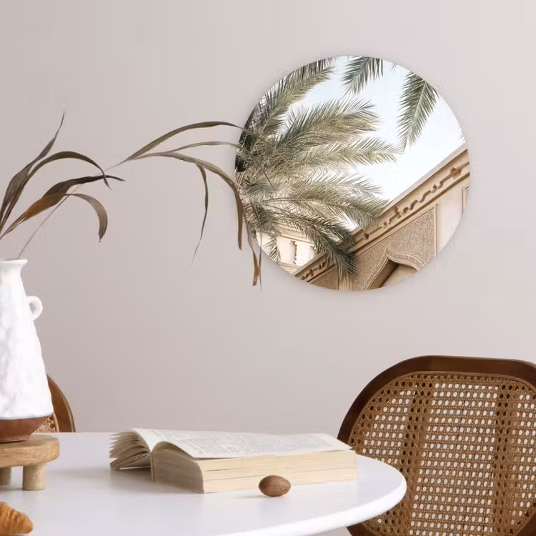 Wandcirkel - Glas - Gebouw - Palmbomen - Beige - Zon — 4