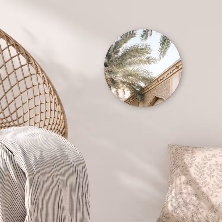 Wandcirkel - Glas - Gebouw - Palmbomen - Beige - Zon — 5