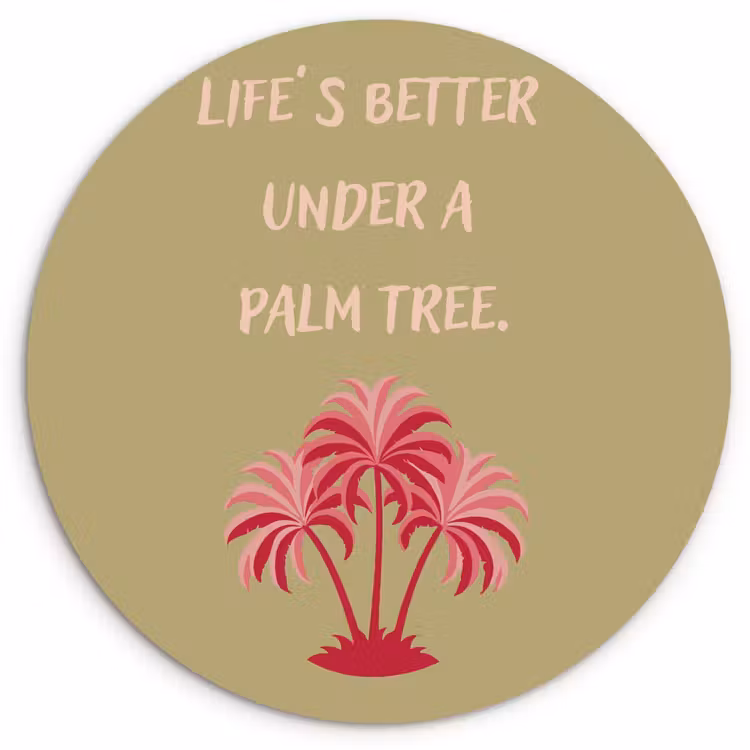 Wandcirkel - Glas - Groen - Zomer - Quote - Palmboom — 1