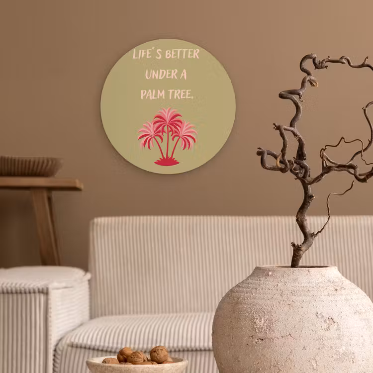 Wandcirkel - Glas - Groen - Zomer - Quote - Palmboom — 2