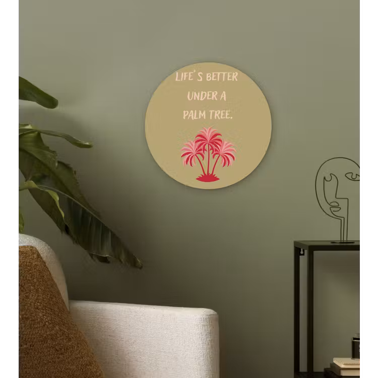 Wandcirkel - Glas - Groen - Zomer - Quote - Palmboom — 3