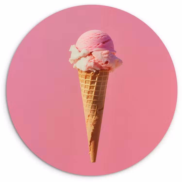 Wandcirkel - Glas - Hoorntje - Schepijs - Roze — 1