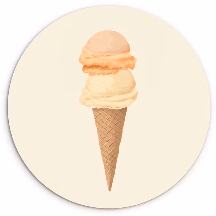 Wandcirkel - Glas - Minimalistisch - Schepijs - Hoorntje - Beige — 1