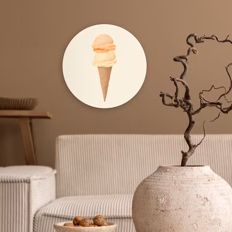 Wandcirkel - Glas - Minimalistisch - Schepijs - Hoorntje - Beige — 2
