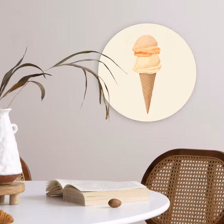 Wandcirkel - Glas - Minimalistisch - Schepijs - Hoorntje - Beige — 4