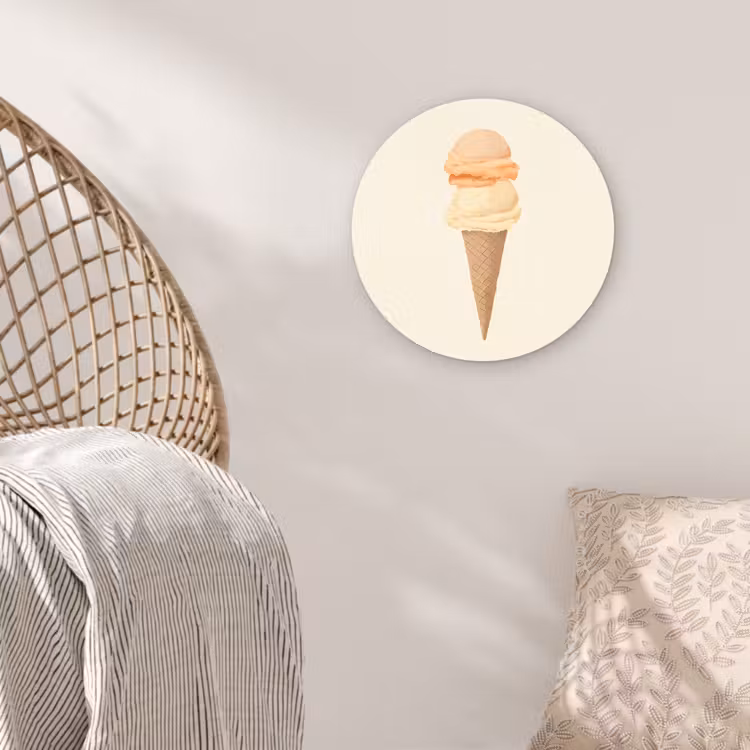Wandcirkel - Glas - Minimalistisch - Schepijs - Hoorntje - Beige — 5