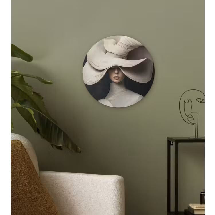 Wandcirkel - Glas - Modern - Vrouw - Hoed — 3
