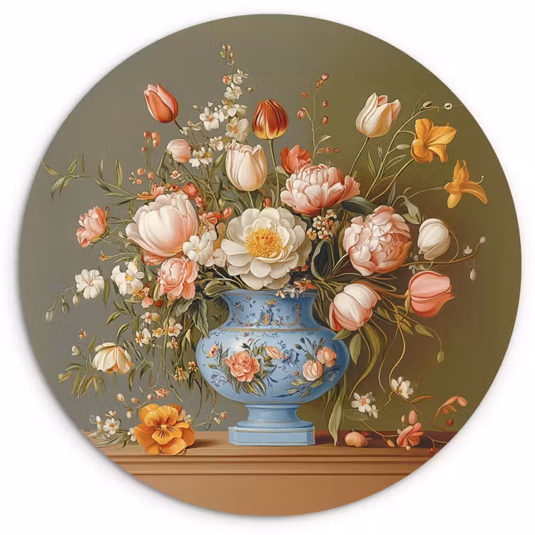 Wandcirkel - Glas - Neutral - Bloemen - Boeket - Vaas — 1