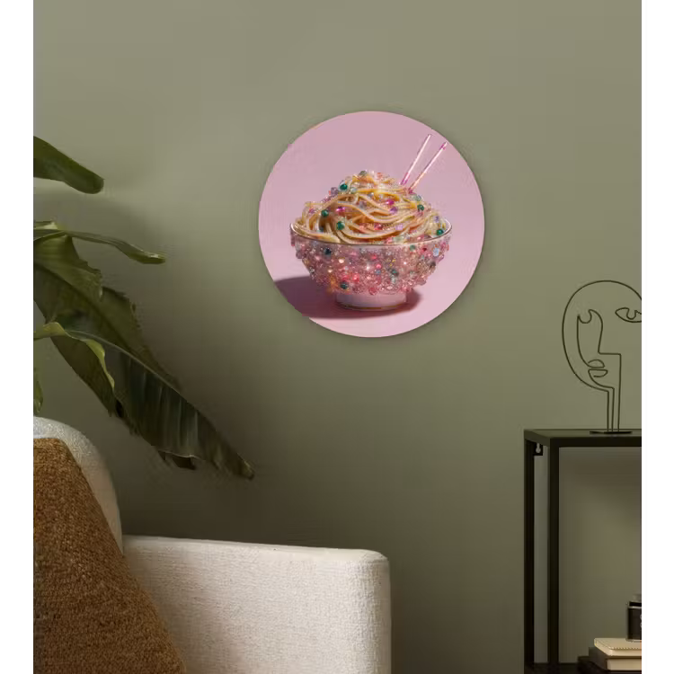 Wandcirkel - Glas - Noodles - Edelstenen - Stokjes - Roze — 3