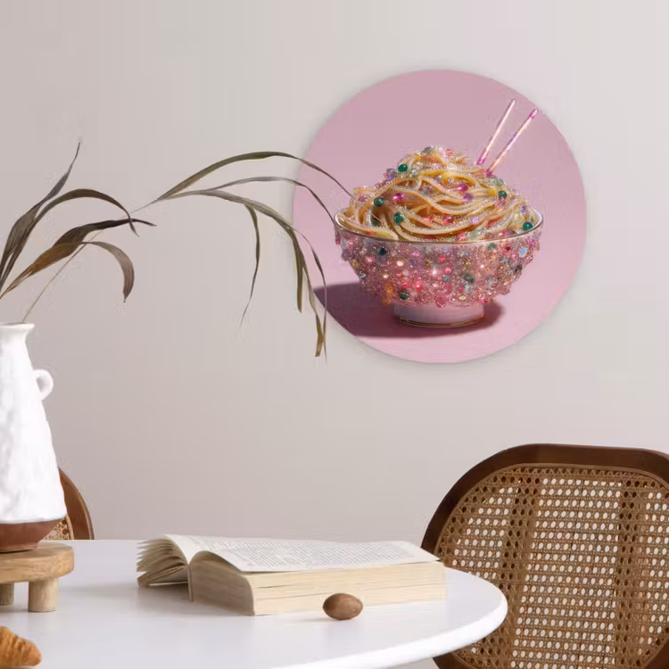Wandcirkel - Glas - Noodles - Edelstenen - Stokjes - Roze — 4