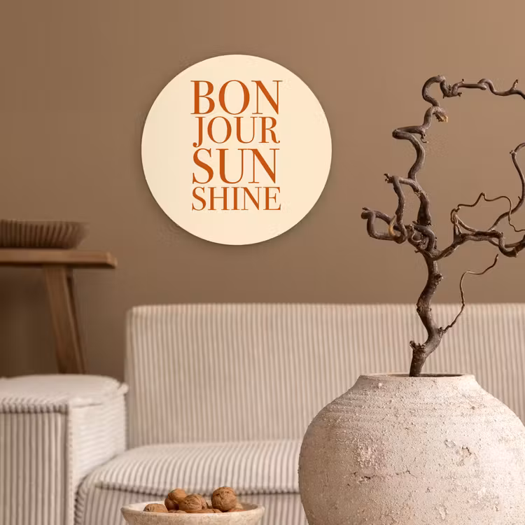 Wandcirkel - Glas - Oranje - Quote - Sun — 2